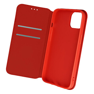 Avizar Étui iPhone 13 Mini Clapet Portefeuille Fonction Support Vidéo Rouge