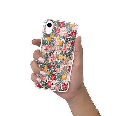 LaCoqueFrançaise Coque iPhone Xr 360 intégrale transparente Motif Fleurs Beige et Rose Tendance pas cher