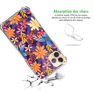 Avis LaCoqueFrançaise Coque iPhone 11 Pro anti-choc souple angles renforcés transparente Motif Fleurs violettes et oranges