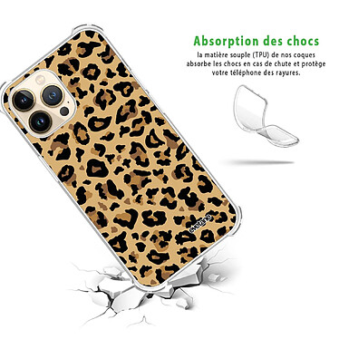 Avis Evetane Coque iPhone 13 Pro anti-choc souple angles renforcés transparente Motif Léopard Beige