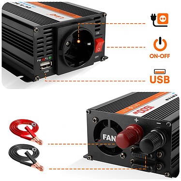 Avis LinQ Convertisseur de Tension  1500W, 12 V vers 220V, USB + Prise EU