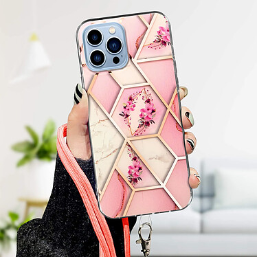 Avis Avizar Coque Apple iPhone 13 Pro Max Motif géométrique avec Cordon Amovible rose