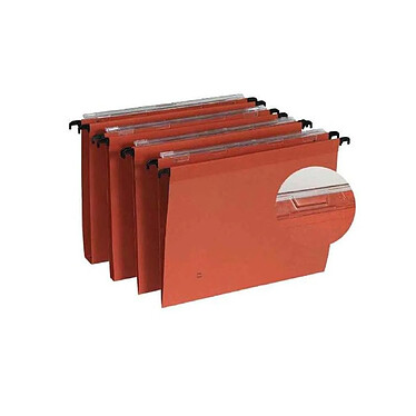 L'OBLIQUE Boite de 25 Dossiers suspendus Tiroir Defi FLEX fond 30 mm 220g Volet d'arafage Orange