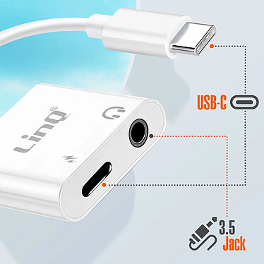 Avis LinQ Adaptateur de charge USB C Power Delivery et Audio Jack 3.5mm Blanc