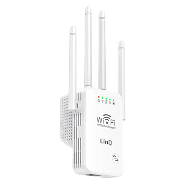 LinQ Extendeur Wifi Sans fil Longue Portée 300Mbps 4 Antennes Réglables  Blanc