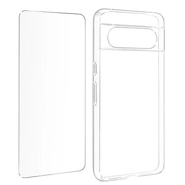 Avizar Coque pour Google Pixel 8 Silicone Gel et Verre Trempé 9H Transparent