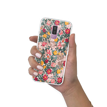 LaCoqueFrançaise Coque Samsung Galaxy S9 Plus 360 intégrale transparente Motif Fleurs Beige et Rose Tendance pas cher