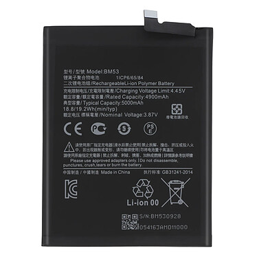 Clappio Batterie interne pour Xiaomi Mi 10T et 10T Pro 5000mAh modèle BM53 Noir