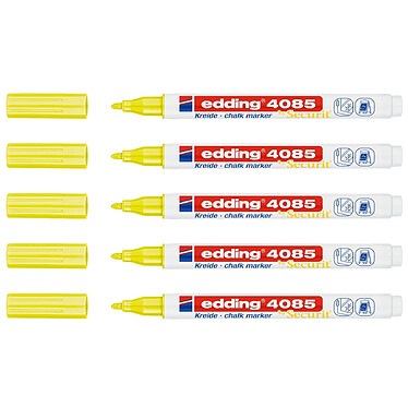 EDDING Marqueur Craie Liquide 4085 Jaune fluo Pointe Ronde 1-2 mm x 5