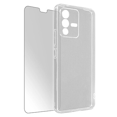 Avizar Coque pour Vivo V23 5G Silicone Souple et Film Verre Trempé 9H  Transparent