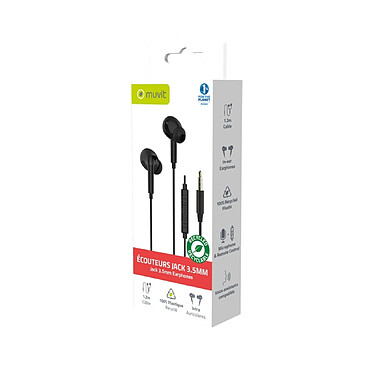 Acheter Muvit Écouteurs Intra Jack 3.5mm avec Microphone et Bouton Contrôle de Volume Noir