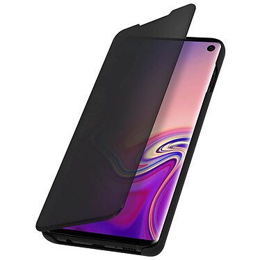 Avizar Etui folio Noir Design Miroir pour Samsung Galaxy S10