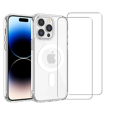 Acheter Evetane Coque iPhone 14 Pro Max transparente Motif Compatible Magsafe + 2 Vitres Protection Ecran