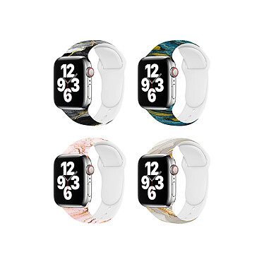 Eko Lot de 4 Bracelets pour Apple Watch 42/44/45/49mm Gamme Cosmos en TPU Multicolore