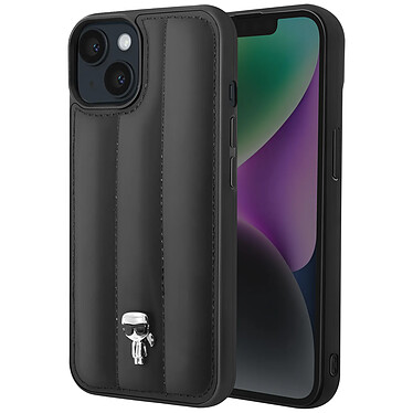 Karl Lagerfeld Coque pour iPhone 14 Plus Dos Cuir Vegan Matelassé Noir