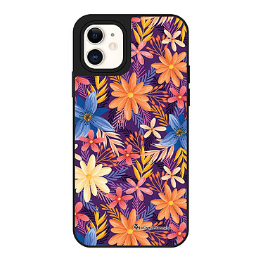 LaCoqueFrançaise Coque iPhone 12 Mini miroir Fleurs violettes et oranges Design