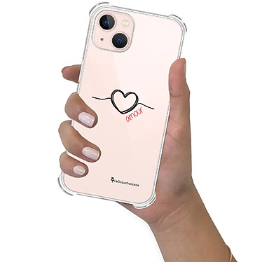 LaCoqueFrançaise Coque iPhone 13 anti-choc souple angles renforcés transparente Motif Coeur Noir Amour pas cher