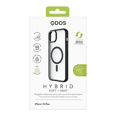 Avis QDOS Coque pour iPhone 15 Plus Hybrid Soft avec Snap Compatible MagSafe Noir