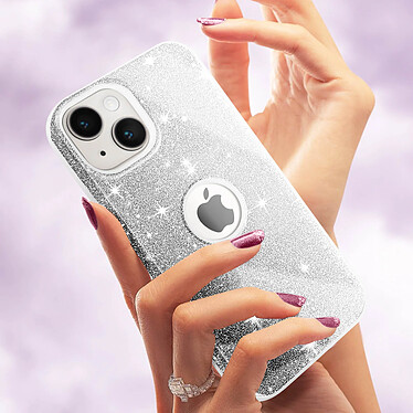 Avizar Coque pour iPhone 14 Paillette Silicone Semi rigide  Argent pas cher