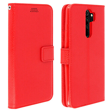 Avizar Housse Xiaomi Redmi Note 8 Pro Étui Folio Porte carte Support Vidéo Rouge