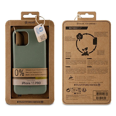 Muvit Coque pour iPhone 11 Pro Bambootek Antibactérienne Vert pâle pas cher