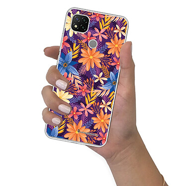 LaCoqueFrançaise Coque Xiaomi Redmi 9C 360 intégrale transparente Motif Fleurs violettes et oranges Tendance pas cher