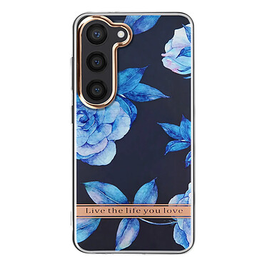 Avizar Coque pour Samsung Galaxy S23 Dos Rigide Contour Souple Design Fleurs  Bleues