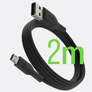 Belkin Câble USB vers Micro-USB Charge et synchro Certifié USB-IF 2 mètres  Noir pas cher