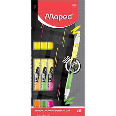 MAPED Surligneur FLUO'PEPS PEN DUO, blister de 3