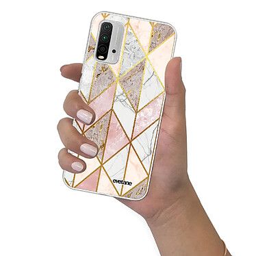 Evetane Coque Xiaomi Redmi 9T 360 intégrale transparente Motif Marbre Rose Losange Tendance pas cher