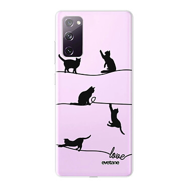 Evetane Coque Samsung Galaxy S20 FE 360 intégrale transparente Motif Chat Lignes Tendance