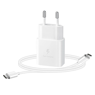 Samsung Chargeur Secteur USB-C Power Delivery 15W et Câble USB-C Original  Blanc