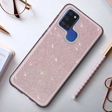 Avis Avizar Coque pour Samsung Galaxy A21s Paillette Amovible Silicone Semi-rigide rose