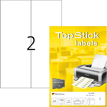 TOP STICK Etiquette universelle, 105 x 297 mm, blanc