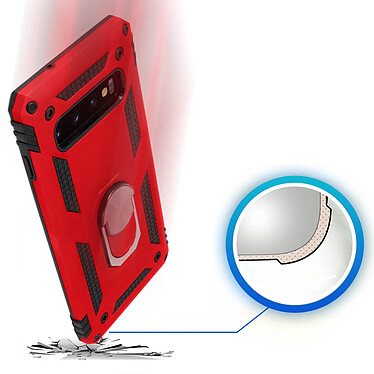 Avizar Coque Galaxy S10 Bi matière Rigide et Souple Bague Support Vidéo rouge pas cher