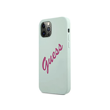 Guess Coque pour Apple iPhone 12 / 12 Pro Collection Silicone Vintage en TPU Bleu