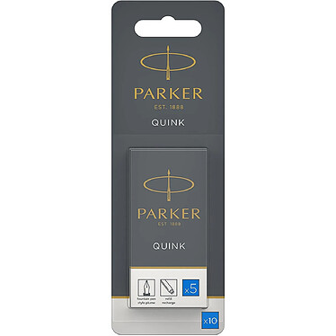 PARKER Etui 10 Cartouches d'encre longue QUINK effaçable bleu royal