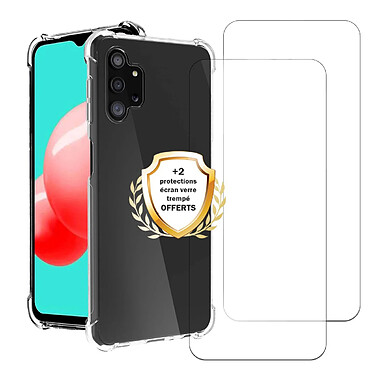 Evetane Coque Samsung Galaxy A32 5G Antichoc coins renforcés Silicone + 2 Vitres en verre trempé Protection écran