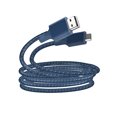 Just Green Câble Écologique USB vers Micro-USB Intensité 2.1A 2m Recyclable  bleu roi