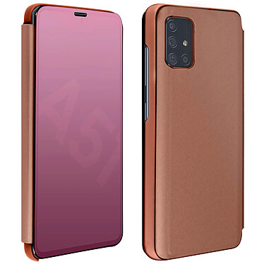 Avizar Housse Samsung Galaxy A51 Clapet Effet Miroir Support Vidéo Rose Gold