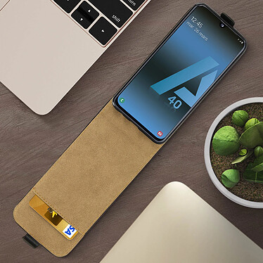 Acheter Avizar Étui Samsung Galaxy A40 Effet Lisse Clapet Vertical Porte-carte Noir