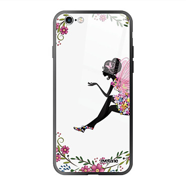 Evetane Coque en verre trempé iPhone 6/6S Fée Fleurale