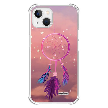 Evetane Coque iPhone 13 Mini anti-choc souple angles renforcés transparente Motif Attrape rêve rose