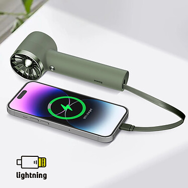 Acheter Baseus Mini Ventilateur  Flyer Turbine + Powerbank Câble Lightning Vert