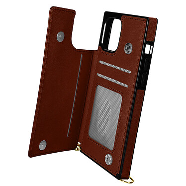 Avizar Coque Cordon iPhone 11 Pro Max avec Porte-cartes Support Vidéo Lanière marron