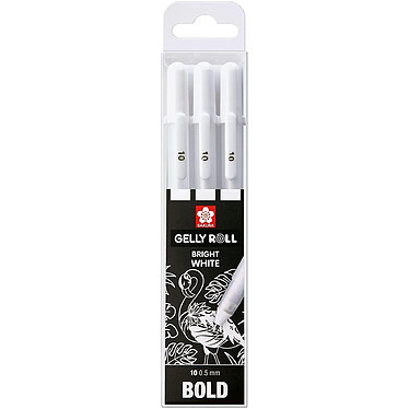 SAKURA Etui de 3 Stylo roller encre gel Gelly Roll Bright White 0,5 mm