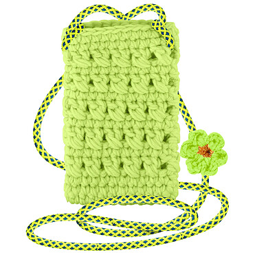 Avizar Sac Bandoulière pour Smartphone Tricoté Main Motif Fleur  Vert Citron