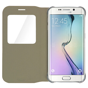 Avizar Housse Galaxy S6 Edge Etui Portefeuille Fenêtre d'Affichage Coque rigide - Or pas cher