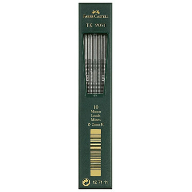 FABER-CASTELL Boite de 10 mines TK 9071 Noir profond Diam 2mm Dureté H x 5