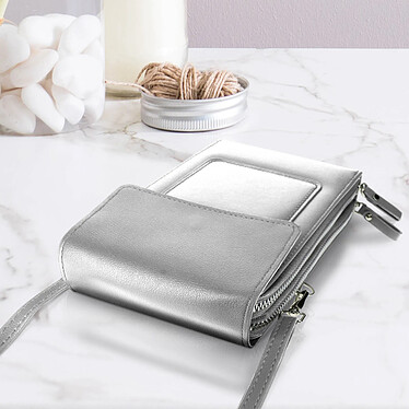 Avizar Pochette Bandoulière Smartphone en Simili cuir Sangle 130cm  gris pas cher